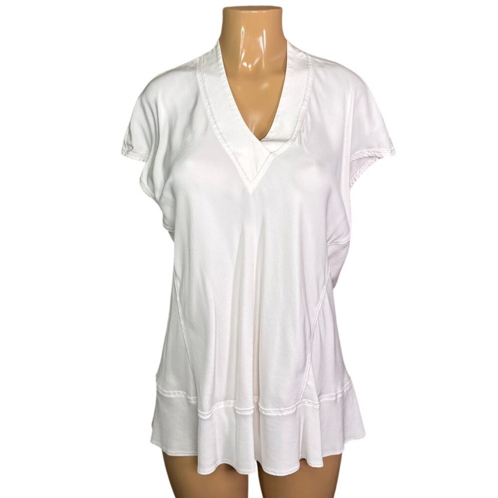 Lafayette 148 New York 100% Silk Ivory V-Neck Tunic Top Size Medium